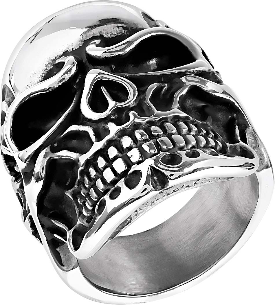 Мужской стальной перстень ''Череп'' DG Jewelry DG-R0102 с эмалью