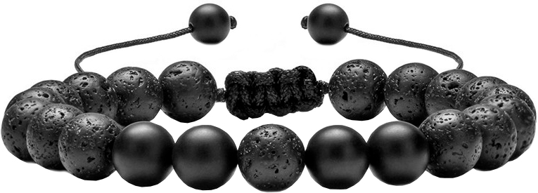Браслет из бусин DG Jewelry GSB0025-BAL с черными агатами, вулканической лавой