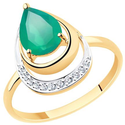 Золотое кольцо Diamant 51-310-00527-4 с агатами, фианитами