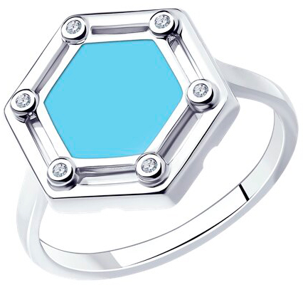 Серебряное кольцо Diamant 94-110-01591-1 с фианитами, эмалью