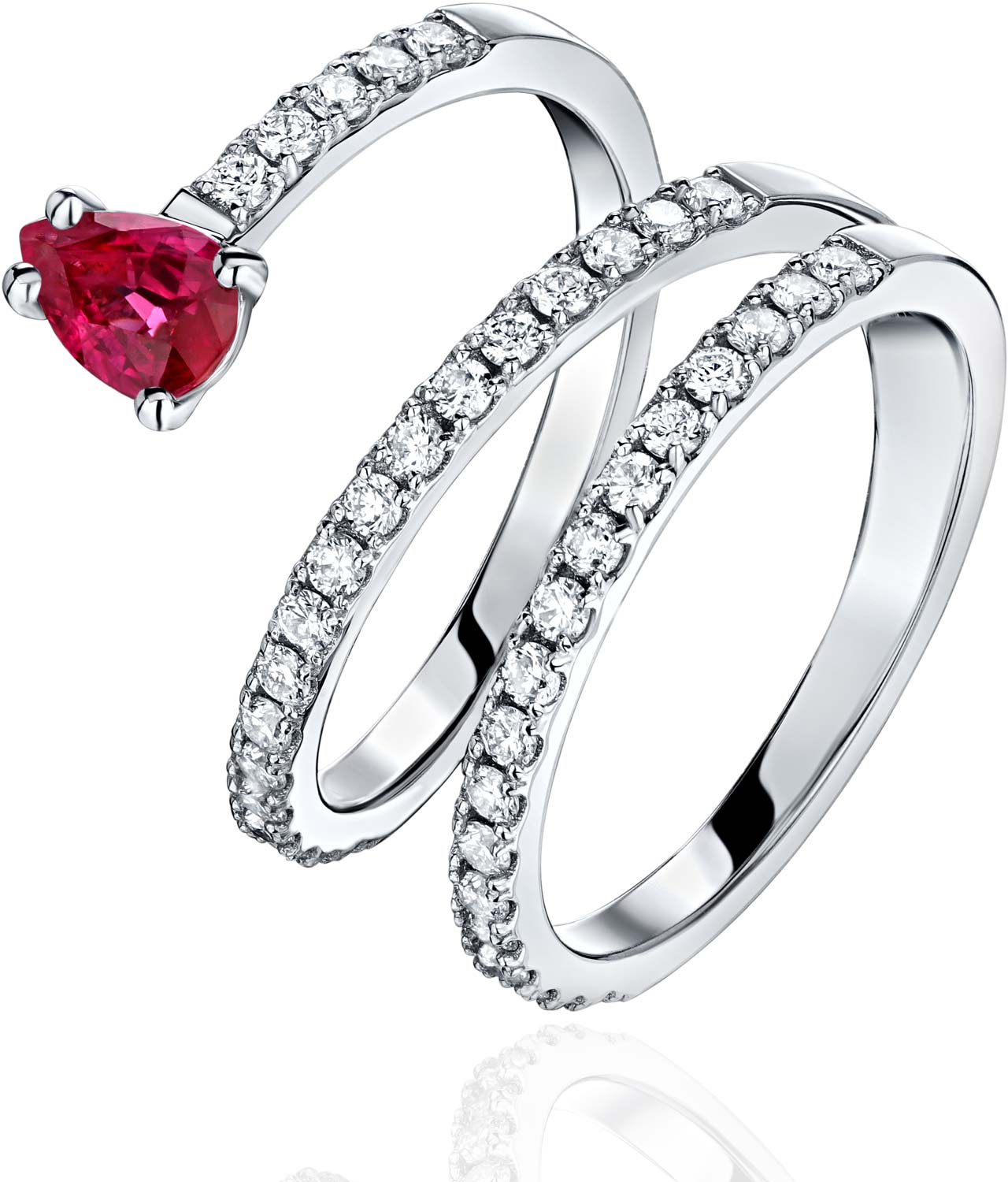 Открытое кольцо из белого золота EdelStein rgw5rr182 с рубином, бриллиантами