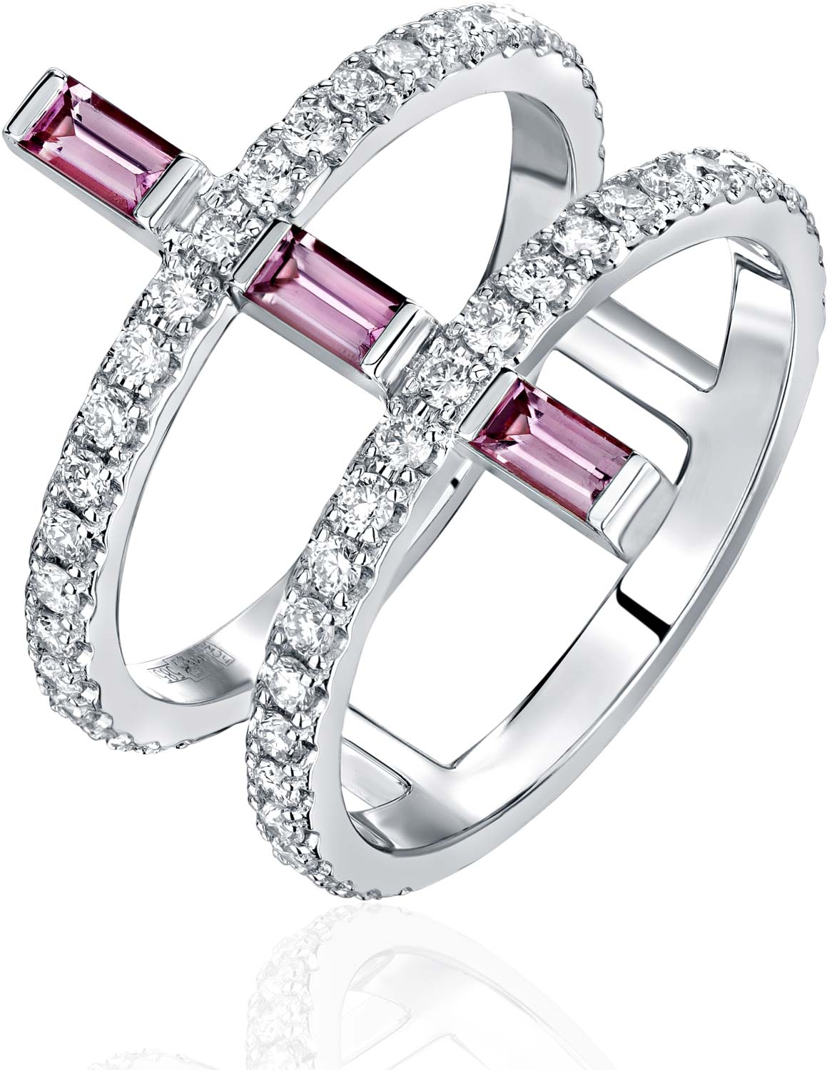 Кольцо из белого золота EdelStein rgw5sp050 с розовыми сапфирами, бриллиантами