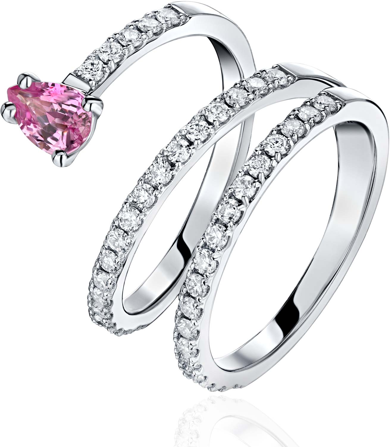 Открытое кольцо из белого золота EdelStein rgw5sp184 с розовым сапфиром, бриллиантами