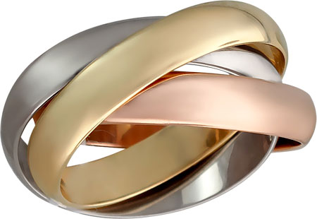 Золотое обручальное парное кольцо тринити Эстет 01O060269