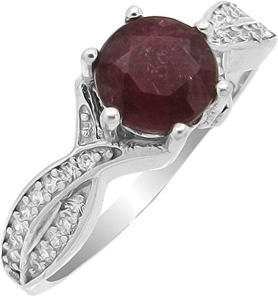 Серебряное кольцо Evora 629252 с рубином, кубическим цирконием