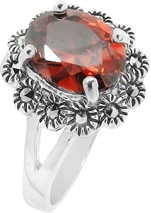 Женский серебряный перстень Evora 633647 с кубическим цирконием, марказитами
