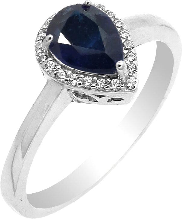 Серебряное кольцо Evora 640332 с сапфир корундом, кубическим цирконием