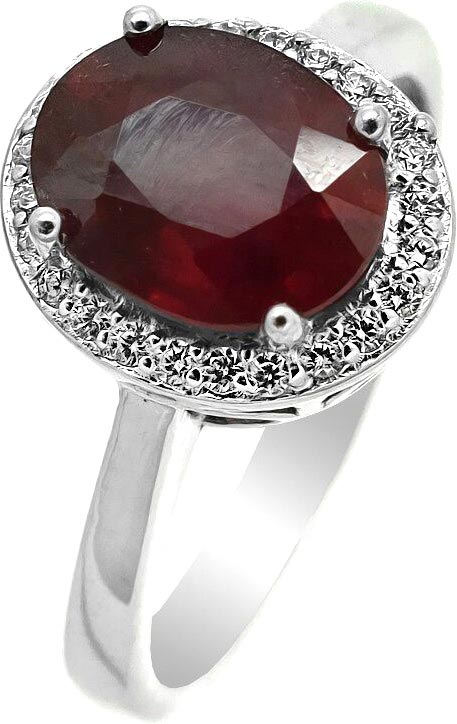 Серебряное кольцо Evora 640348 с рубин корундом, кубическим цирконием — купить в AllTime.ru — фото