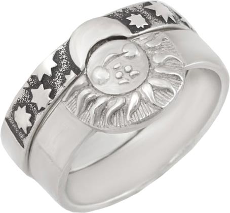Серебряное наборное кольцо ''Солнце Луна'' ФИТ 60821
