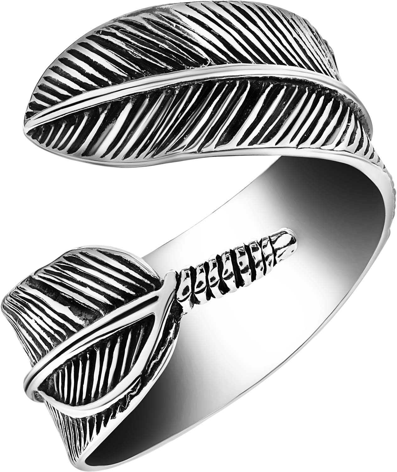 Открытое серебряное кольцо ''Перо'' ФИТ 73241-f 