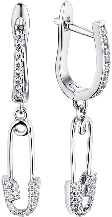 Серебряные серьги с подвесками Fresh Jewelry CZ-E02394-X-W-X-X-W с фианитами