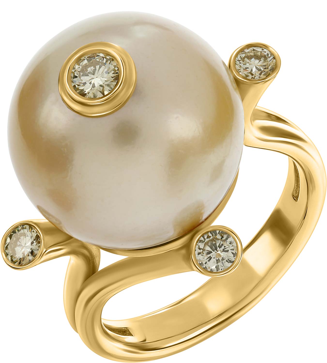 Кольцо из белого золота ''Всевидящее око'' Golden Blues MECHTA-01 с жемчугом, бриллиантами