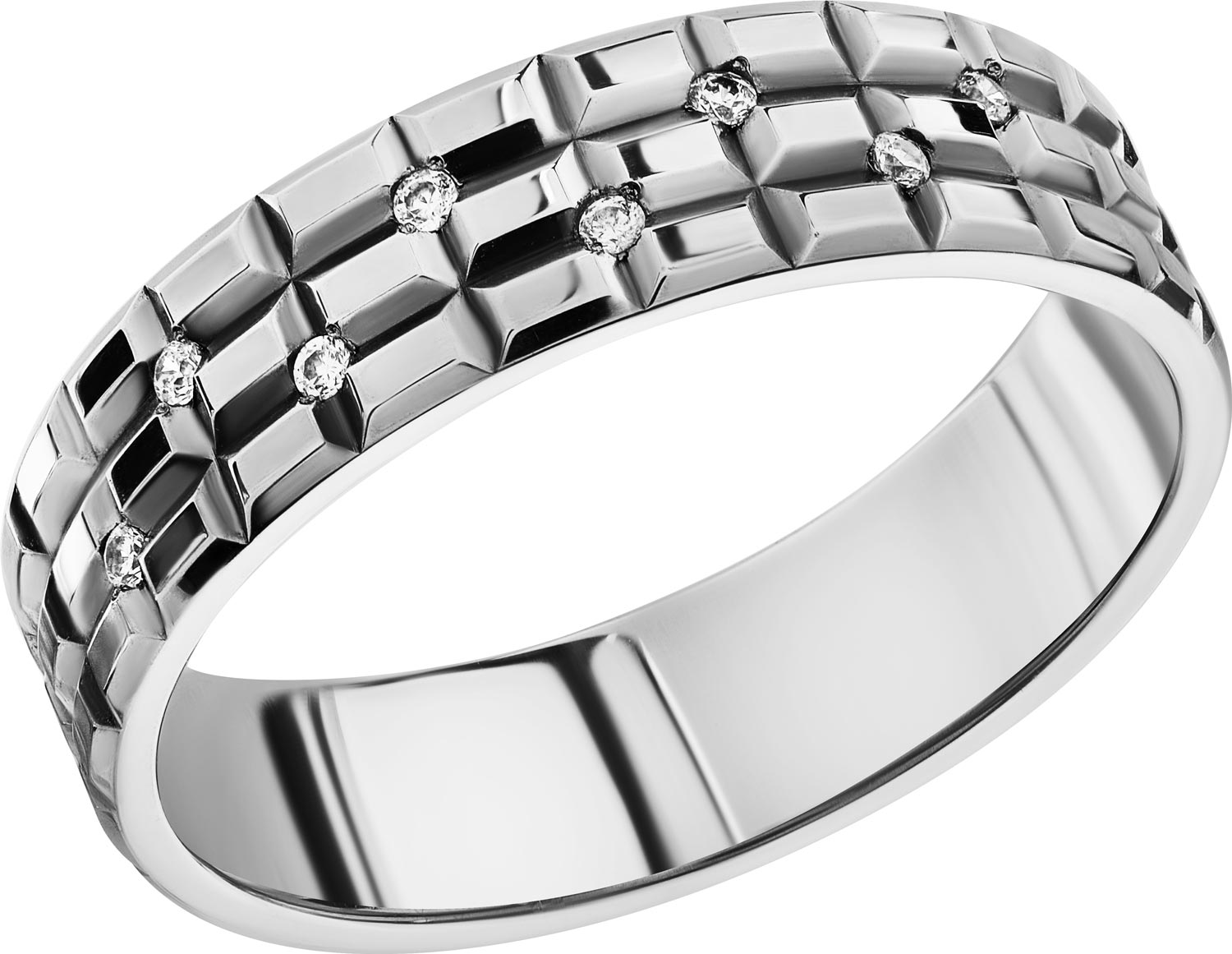 Серебряное обручальное кольцо Graf Кольцов KE-6-8-8F/S с фианитами