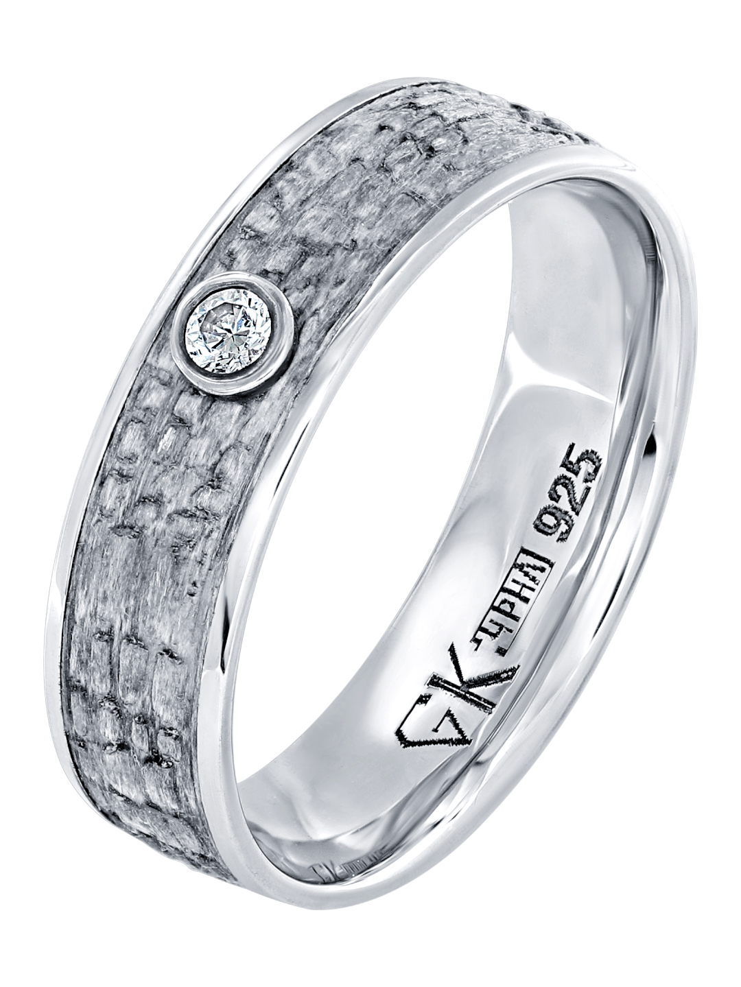 Серебряное обручальное парное кольцо Graf Кольцов KRBs-2-1f/s с фианитом