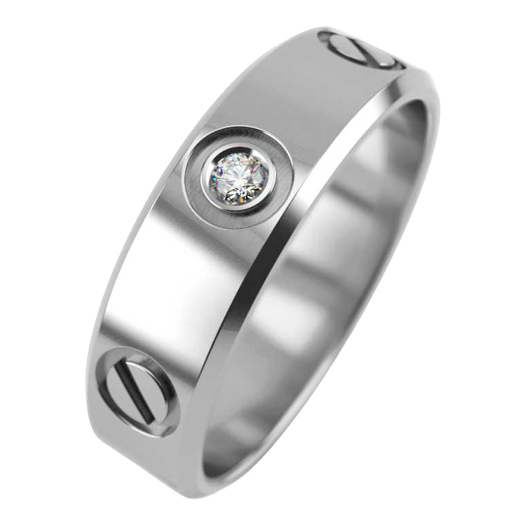 Обручальное парное кольцо из белого золота Graf Кольцов KRT-5/2-1BR/B с бриллиантом