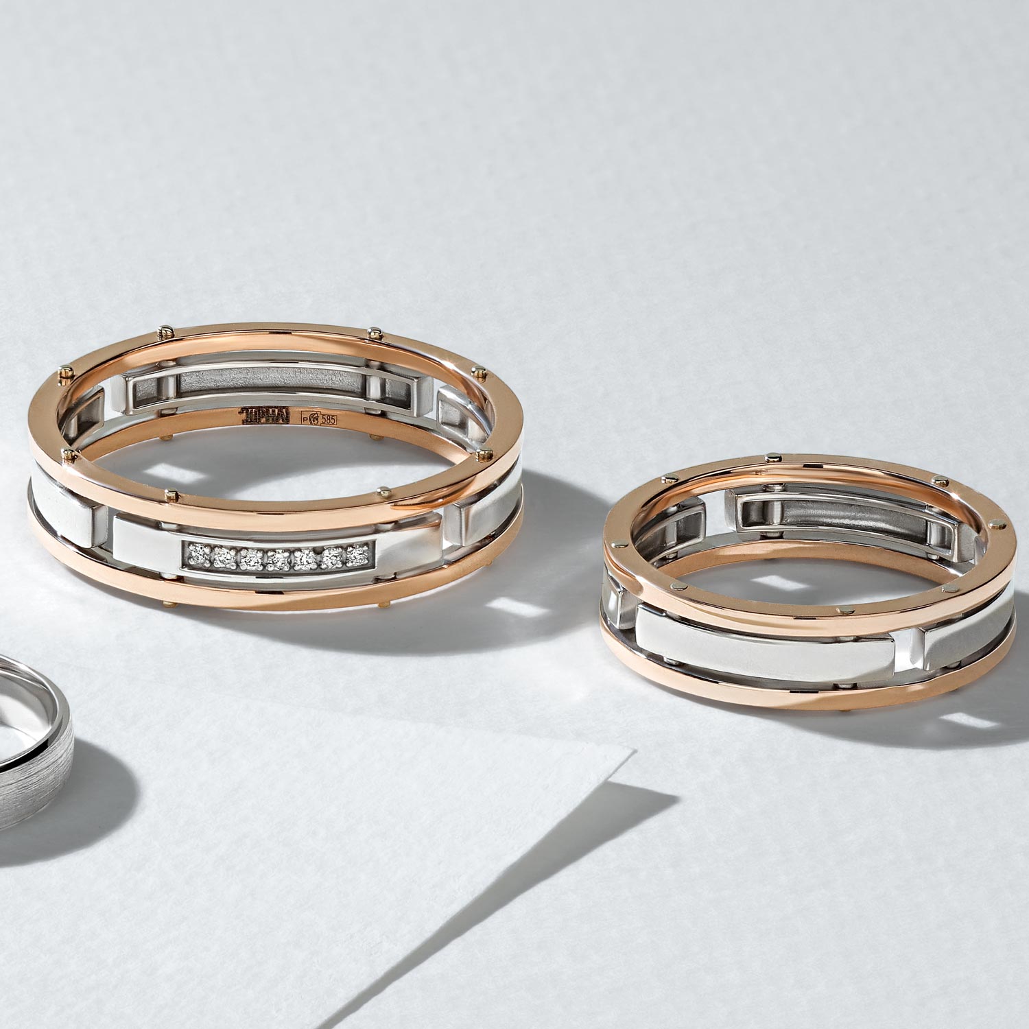 Золотое обручальное парное кольцо Graf Кольцов LT-1-7BR/BK с бриллиантами — купить в AllTime.ru — фото, отзывы