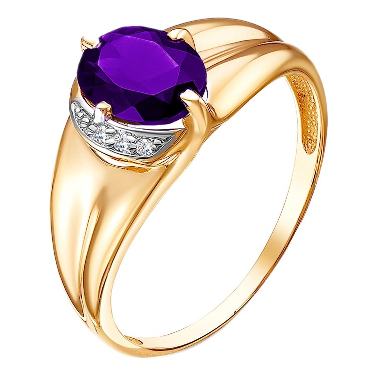 Золотое кольцо Гранат 1.10.11.0689.00-4682 с ситаллом, фианитами