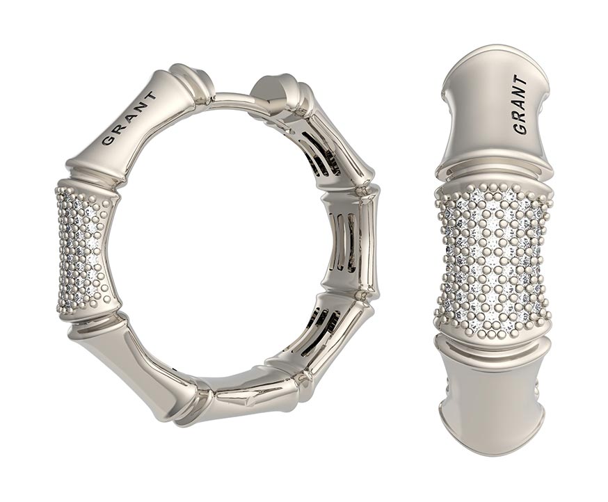 Серьги кольца из белого золота Grant 5601683-gr с бриллиантами