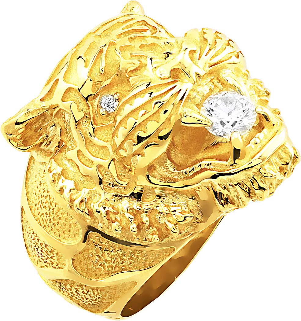 Мужской золотой перстень ''Тигр'' Grant 9101819 с бриллиантами