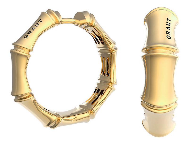 Золотые серьги-кольца ''Бамбук'' Grant 9655683-gr