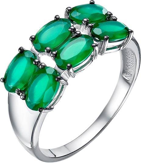 Серебряное кольцо Империал K1030JU/Ag-607/10 с зелеными агатами