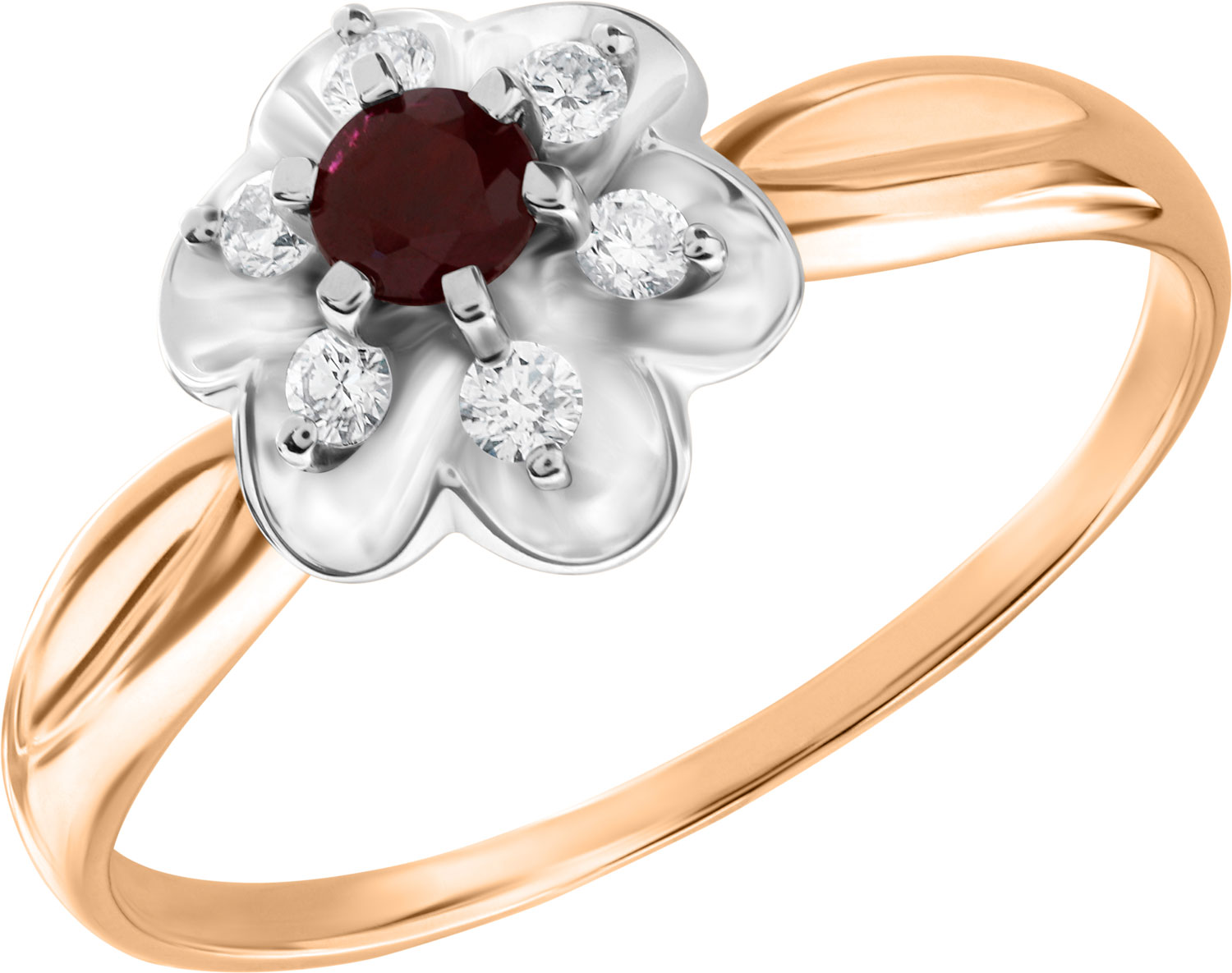 Золотое кольцо Империал K1104-124 с рубином, бриллиантами