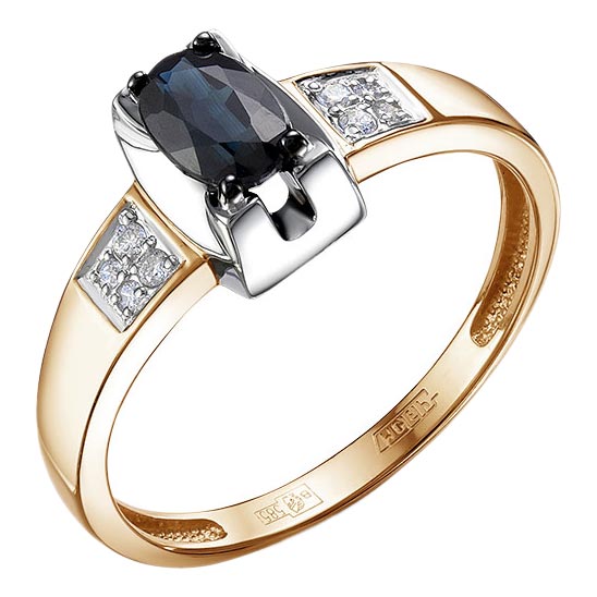 Золотое кольцо Империал K1748-122 c бриллиантом, сапфиром