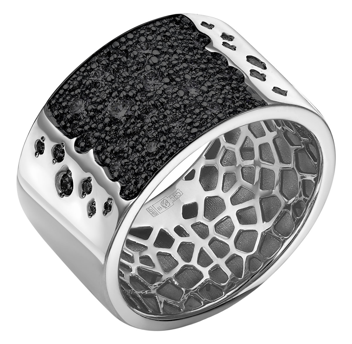 Золотое кольцо Империал K2360-205 c бриллиантом, черным бриллиантом