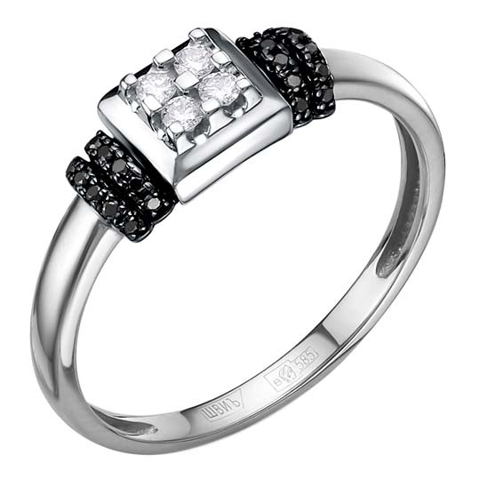 Кольцо из белого золота Империал K2842-225 с бриллиантами, черными бриллиантами