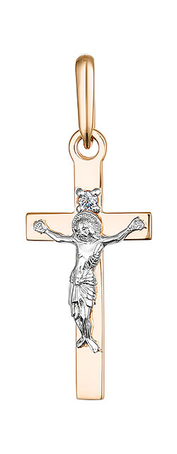 Женский золотой православный крестик с распятием Империал P5100-120 с бриллиантом