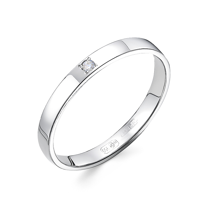 Обручальное парное кольцо из платины Империал T1101-420 с бриллиантом