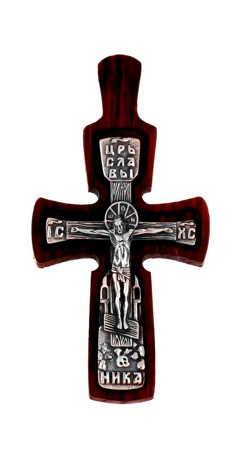 Серебряный православный крестик с распятием Иордань B-KRD-020