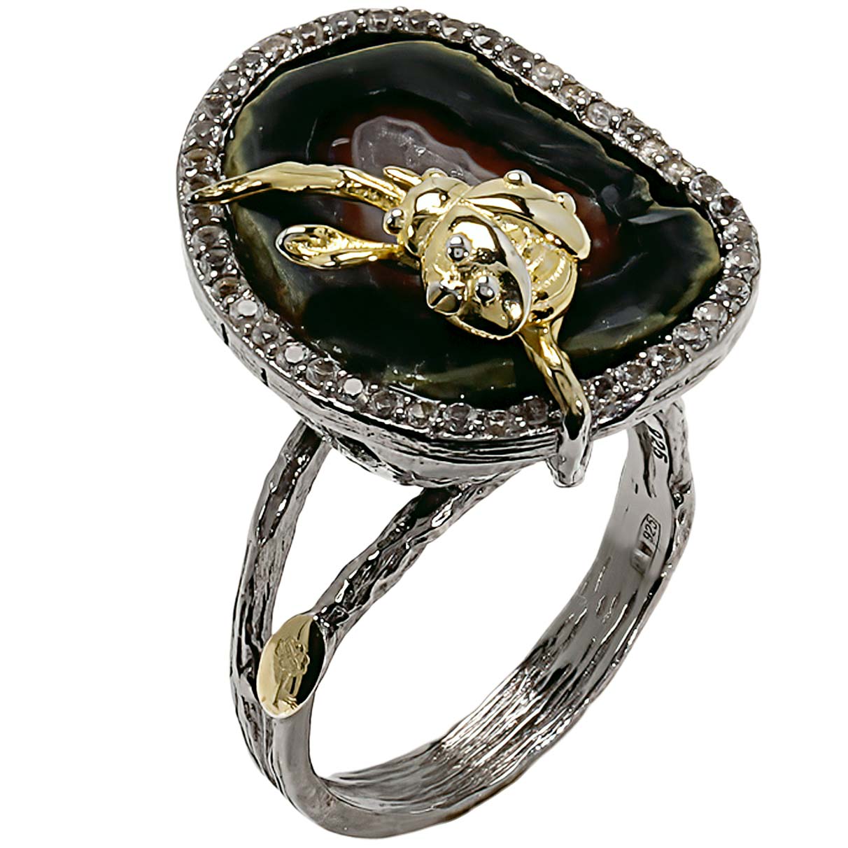Серебряное кольцо JV R01809-KO-J-001-BJ  с жеодом, топазами