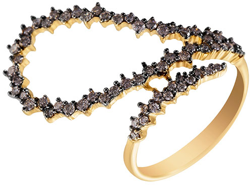 Золотое кольцо JV R13780BR-Y-DN-YG с коньячными бриллиантами