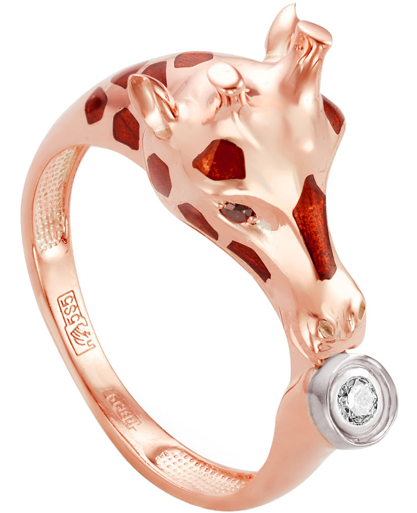 Золотое кольцо Kabarovsky 1-0301-1025 с эмалью, бриллиантами