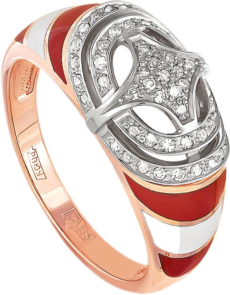 Золотое кольцо Kabarovsky 11-0597-1001 с эмалью, бриллиантами