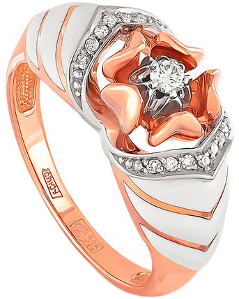 Золотое кольцо Kabarovsky 11-0599-1010 с бриллиантами, эмалью