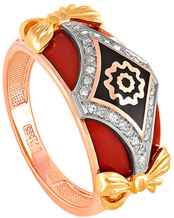 Золотое кольцо Kabarovsky 11-0600 с бриллиантами, эмалью