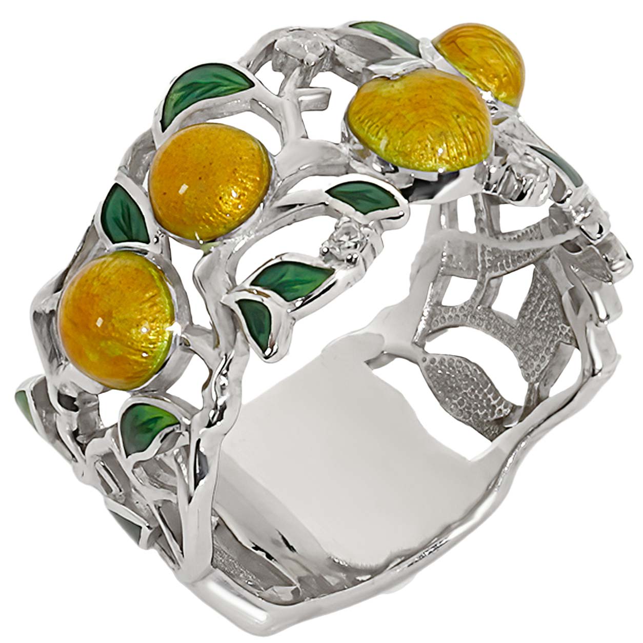 Серебряное кольцо Kabarovsky 11-162-1001 с эмалью, бриллиантами