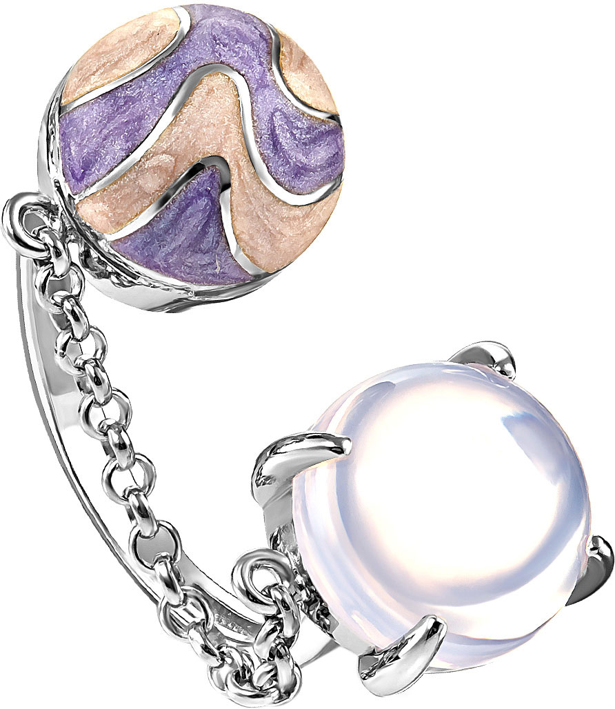 Серебряное открытое кольцо Kabarovsky 11-168-60701 с эмалью, ювелирным стеклом