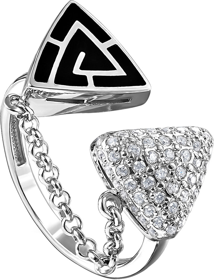 Серебряное открытое кольцо Kabarovsky 11-171-7902 с эмалью, фианитами Swarovski