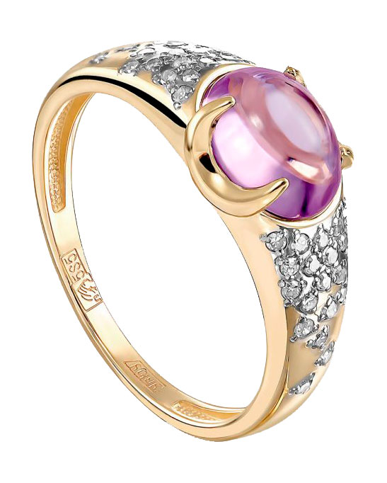 Золотой перстень Kabarovsky 11-21100-5300 с бриллиантами и аметистом