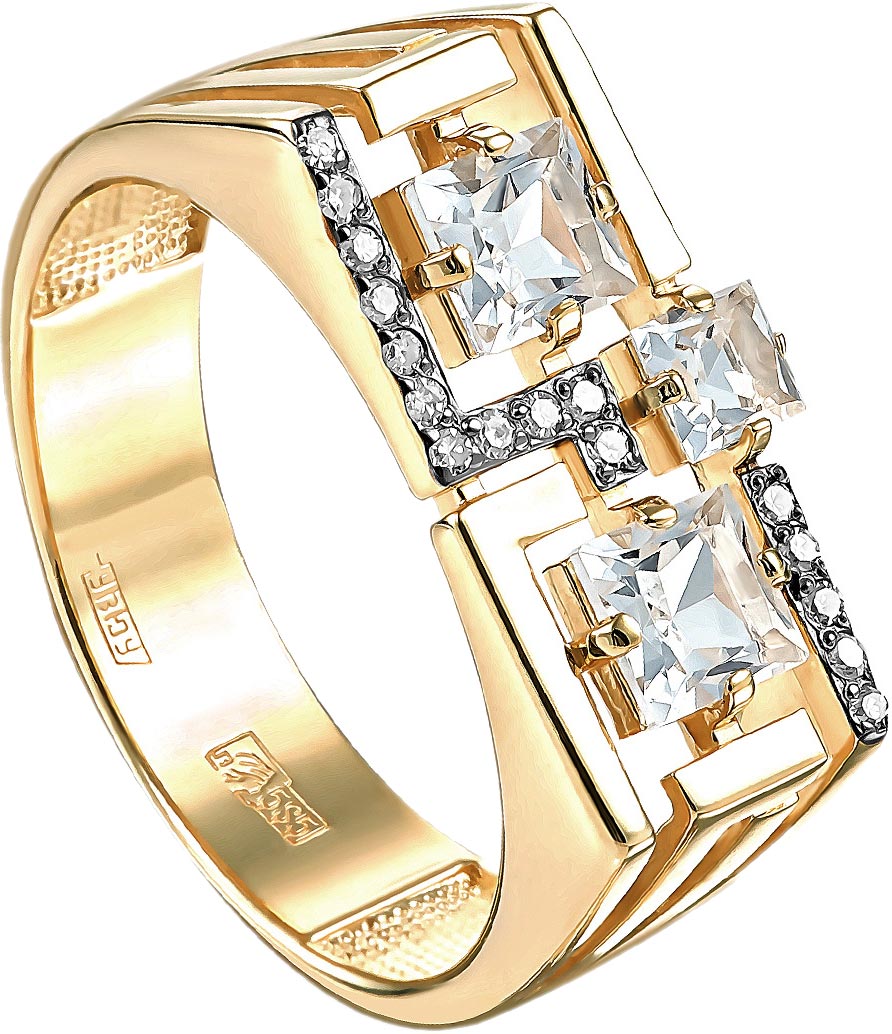 Золотое кольцо Kabarovsky 11-21112-5500 с горным хрусталем, бриллиантами
