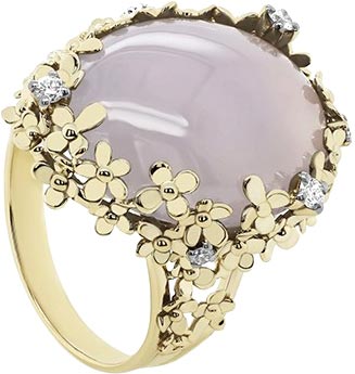 Женский золотой перстень Kabarovsky 11-21246-8000 с халцедоном, бриллиантами