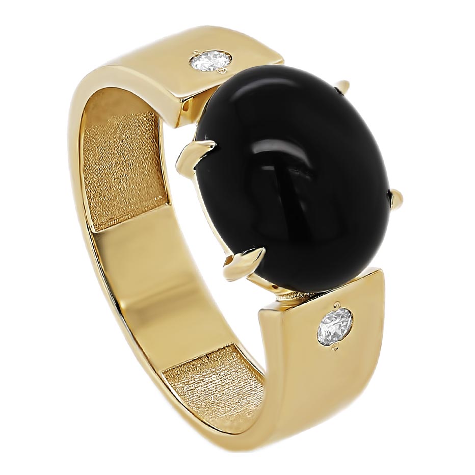 Золотое кольцо Kabarovsky 11-21592-6700 c бриллиантом, ониксом