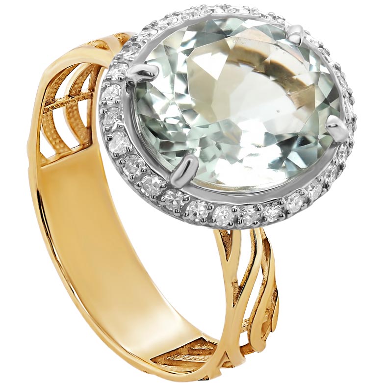 Женский золотой перстень Kabarovsky 11-21729-21100 с празиолитом, бриллиантами