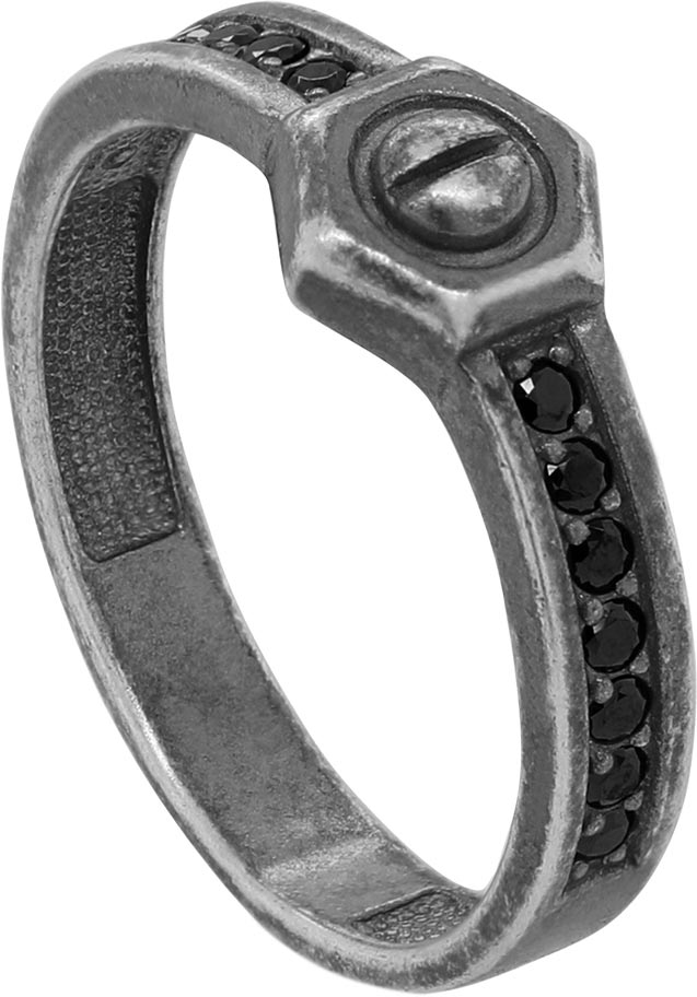 Серебряное кольцо Kabarovsky 11-283-31083 c фианитом, черным фианитом, cо Swarovski