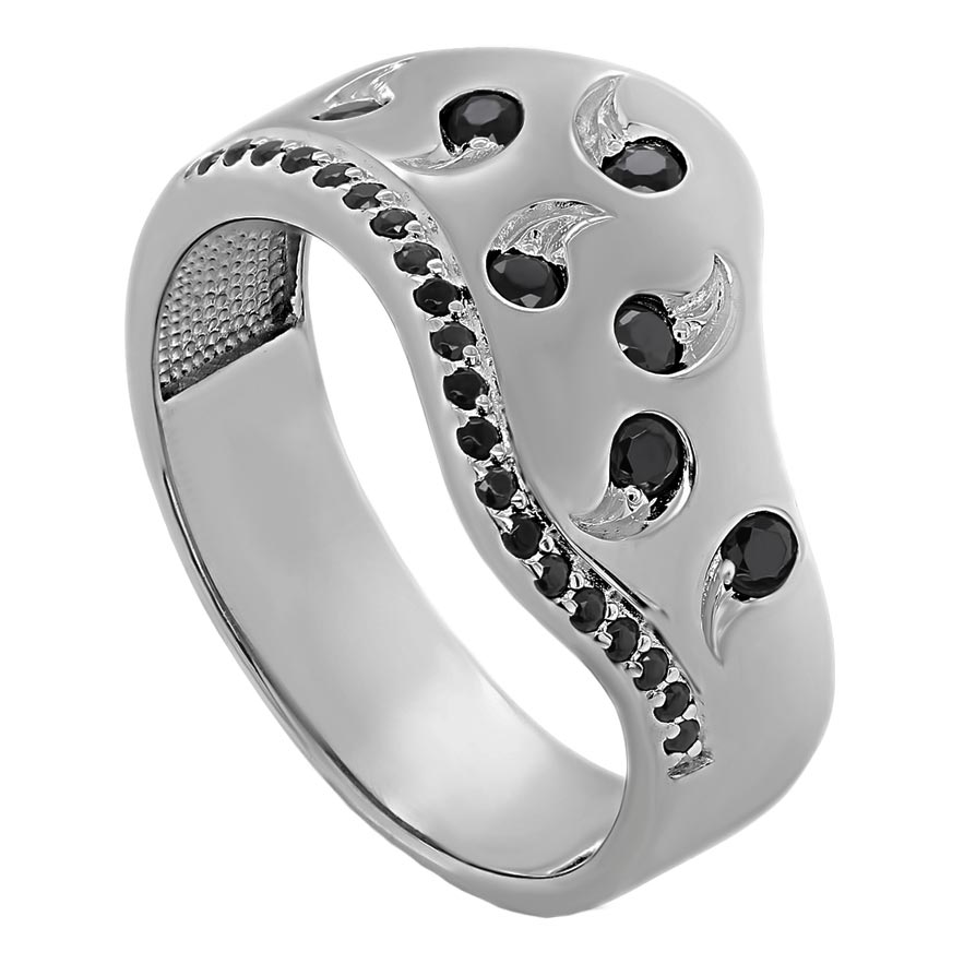 Серебряное кольцо Kabarovsky 11-517-41000 c фианитом, черным фианитом