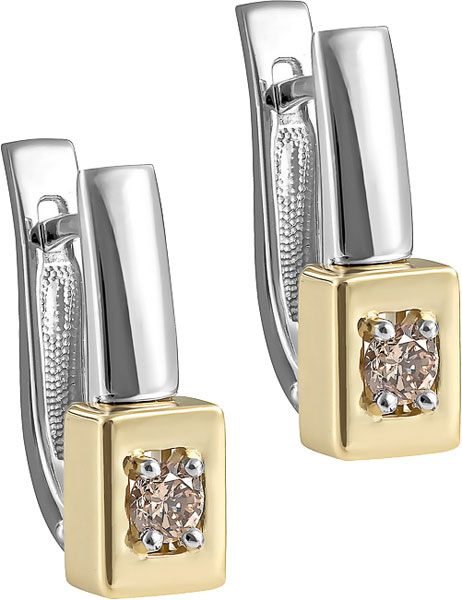 Золотые серьги Kabarovsky 12-11309-9200 с бриллиантами шампань