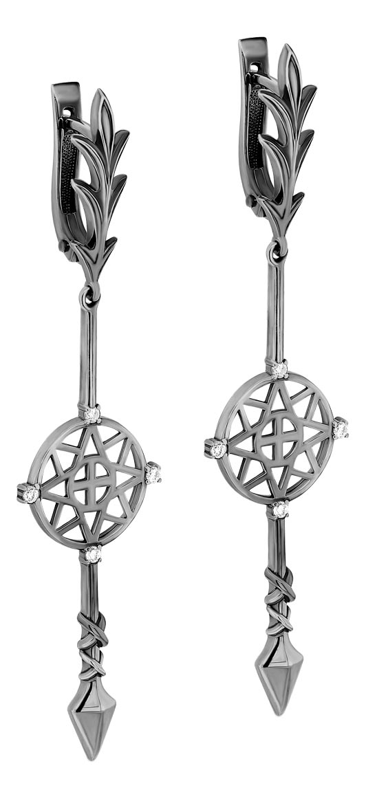 Серебряные длинные серьги Kabarovsky 12-259-7989 c фианитом
